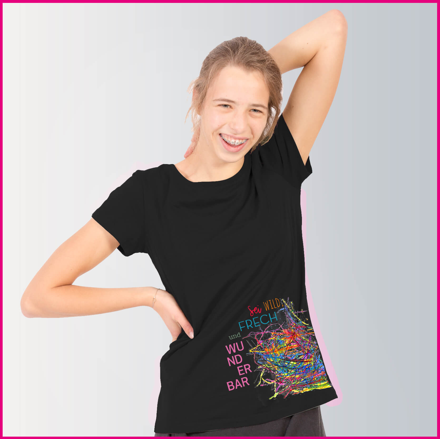 Produktfoto Frauen T-Shirt mit dem Motiv "Farbenfrech" von Michaela Kollarik