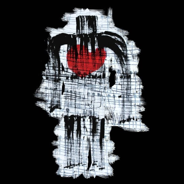 Eine große männliche Figur in schwarz-weiß, die in der Mitte ein rotes Herz hat. Der Hintergrund ist weiß, so dass sich die Figur gut abhebt. Das Motiv wurde für Singer-Songwriter Thomas David und für den Vatertag 2018 entworfen.